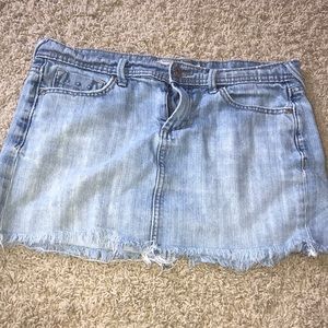 Light wash denim mini skirt